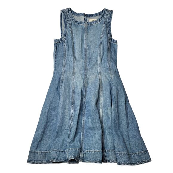 Madewell Circle Jean Mini Dress Airy Denim Fit and Flare Ashbury Medium Wash XS - Picture 3 of 11